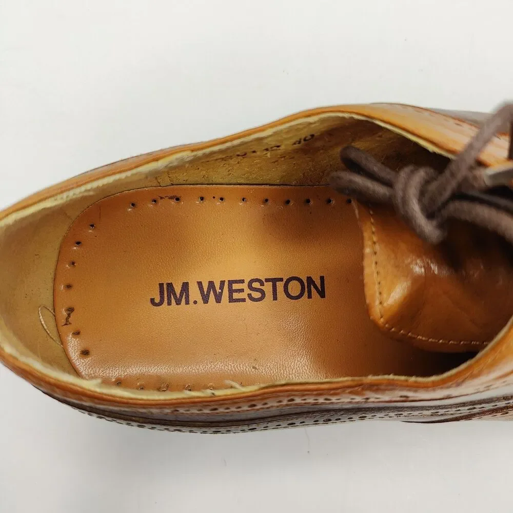 J.M. Weston Shoes Cap Toe Oxford Brown Leather Mens Size US 7 EU 40